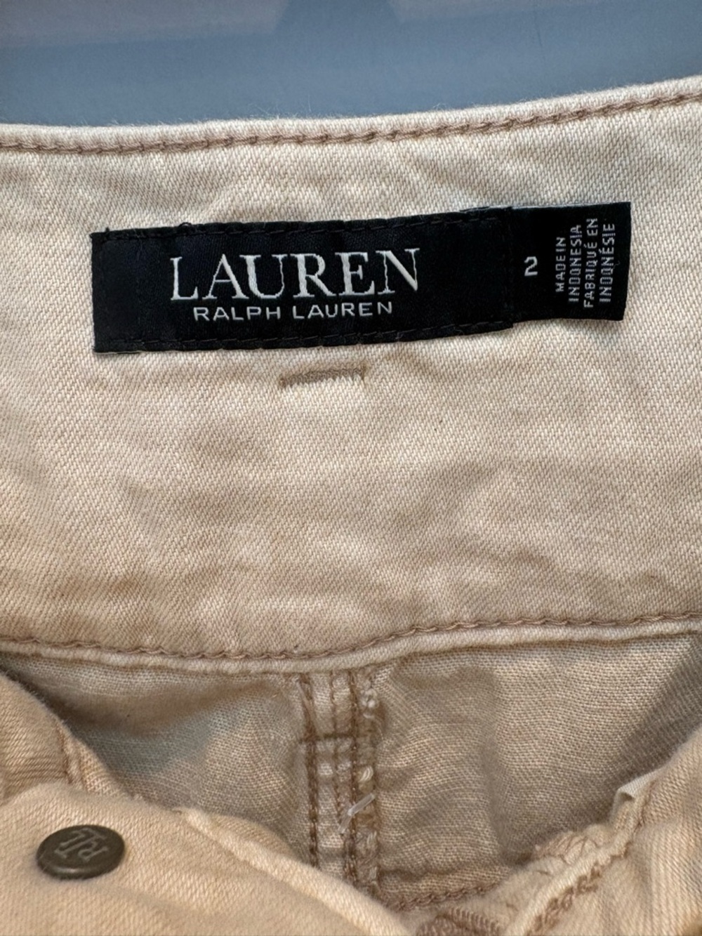 Lauren Ralph Lauren Beige Belted Cotton Skirt Size 2 NWT - Picture 5 of 9